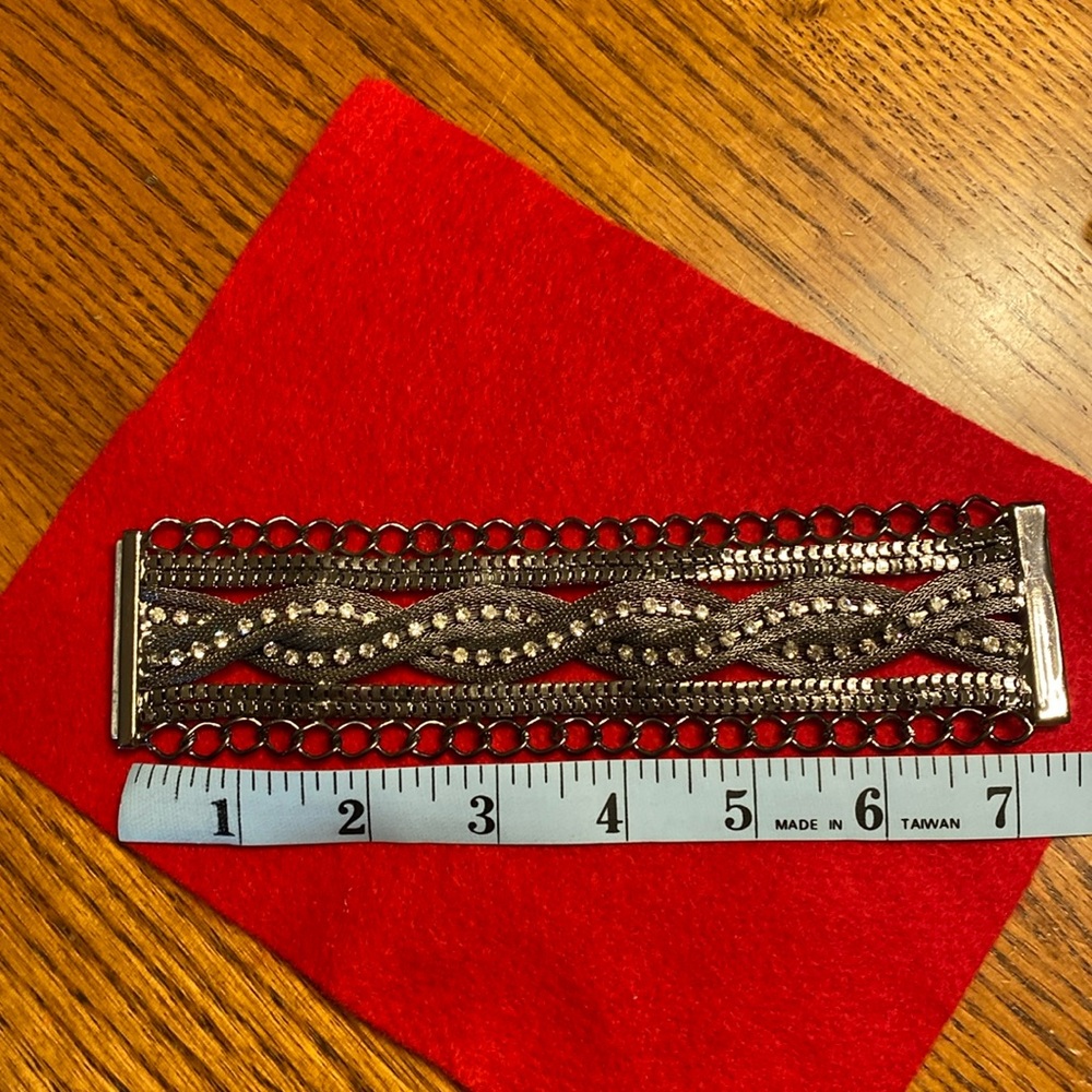 Chunky Silver Tone Crystal Multi-Row Bracelet - Picture 9 of 16